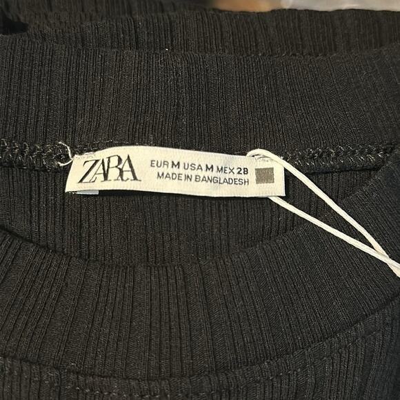 NWT | Zara | Ribbed Mock Long Sleeve Dress | Black | Small - Picture 5 of 8